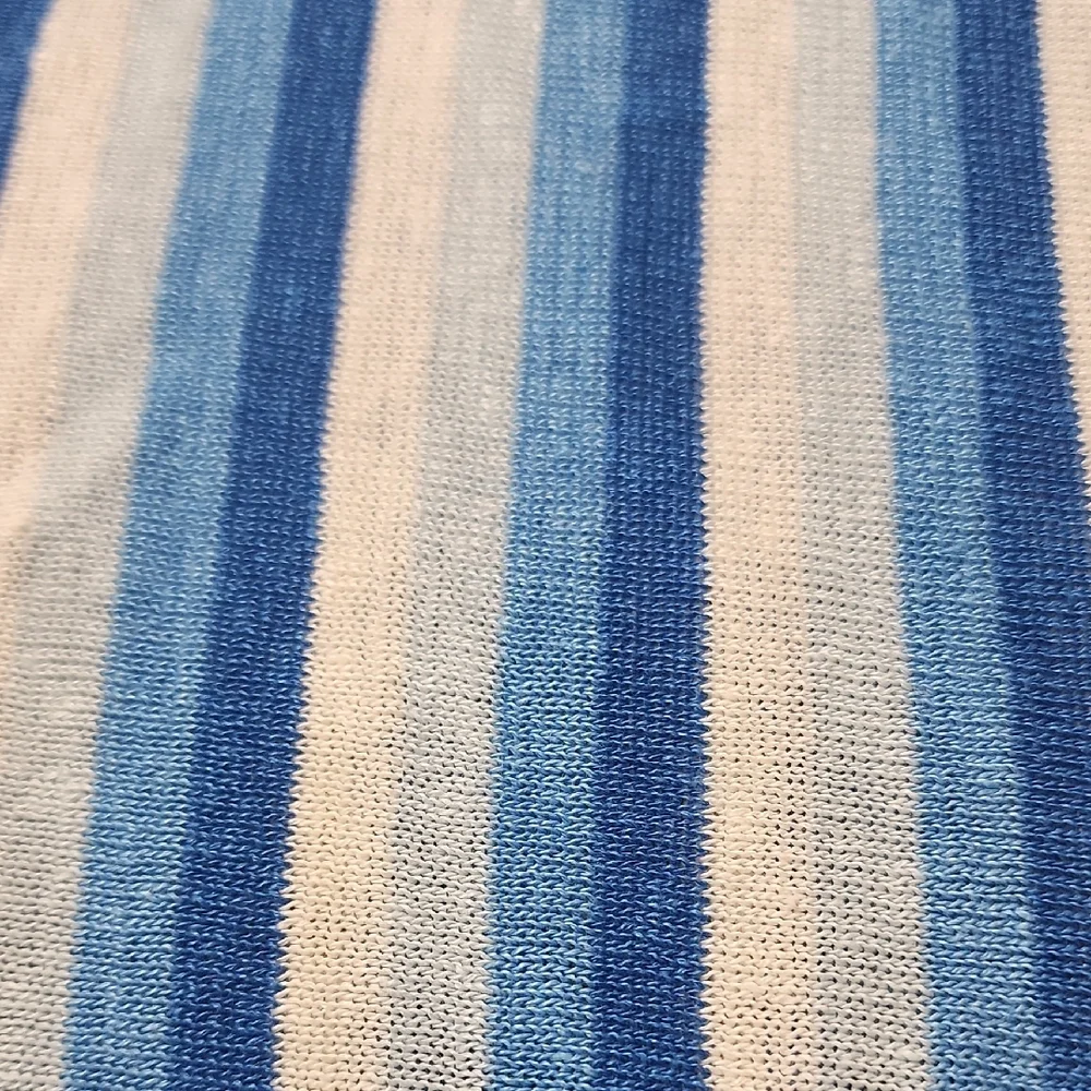 ZARA | Linen Knit Striped V-Neck Tunic Dress Swim Cover Up Blue Cream Beach | M